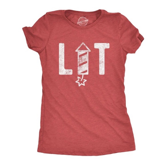 Crazy Dog T-Shirts Tops - LIT FIREWORK WOMEN'S TSHIRT